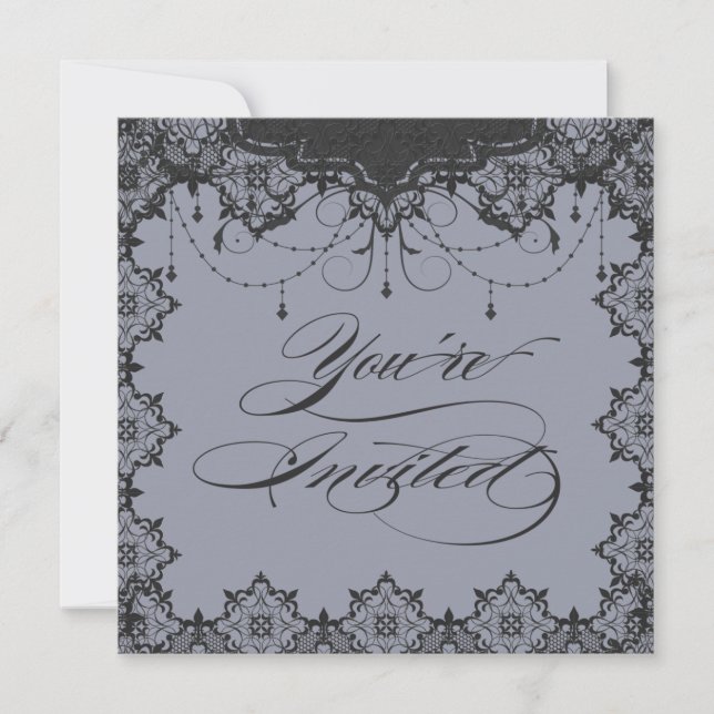 Invitation grise de la dentelle de romance resplen (Devant)