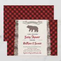 Grizzly Bear Cub Hiver Plaid Baby shower