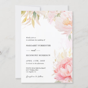 Invitation Grognon rose pâle Sage Vert Floral Printemps Maria