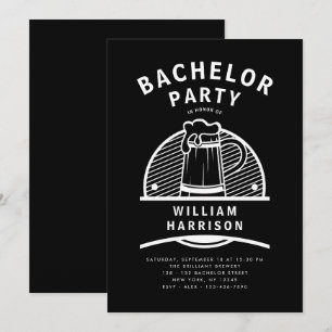 Invitation Groom Bachelor Party Black and White Brasserie Tou