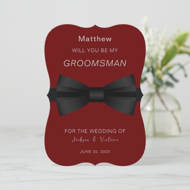 Invitation Groomsman Bowtie élégant (Debout devant)