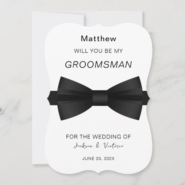 Invitation Groomsman Bowtie élégant (Devant)
