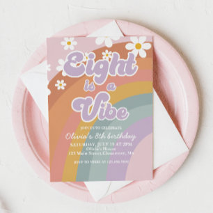 Invitation Groovy Eight est une ambiance Anniversaire rétro a