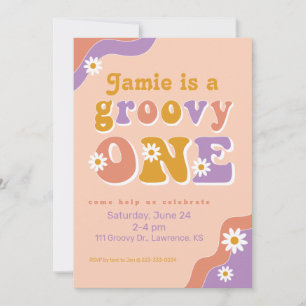 Invitation Groovy One Retro First Birthday Invite