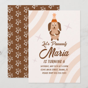 Invitation Groovy Puppy Anniversaire Fête des Pattes Animal d