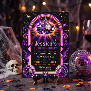 Invitation Groovy Purple Disco Ghost pour un Sweet