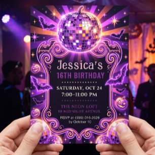 Invitation Groovy Purple Disco Pumpkin pour un Swe