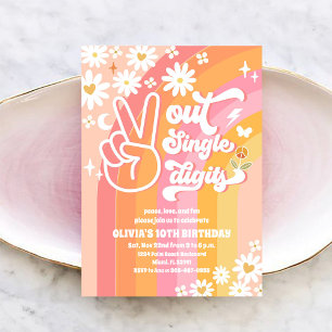 Invitation Groovy Retro Daisy 10e Anniversaire