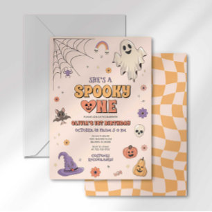 Invitation Groovy Spooky One Halloween Premier Anniversaire