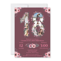 Gros 18e anniversaire fille photo Collage Fleur ro