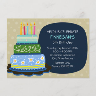 Invitation Gros gâteau d'anniversaire pour Birthday Boy