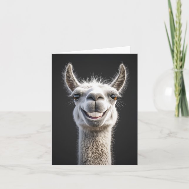 Invitation Gros plan de la lama souriante (Devant)