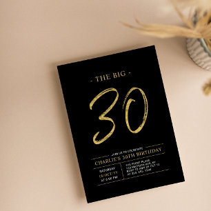 Invitation Gros Trente   Fête d'anniversaire 30 ans Or & Noir