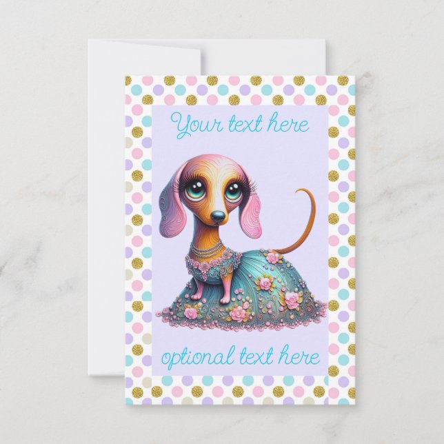 Invitation Gros Yeux Whimsical Dachshund Party (Devant)