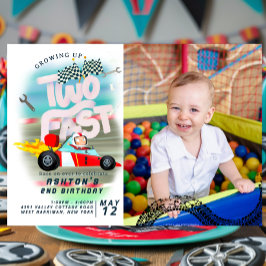 Invitation Grossing Up Two Fast Race Car 2e anniversaire