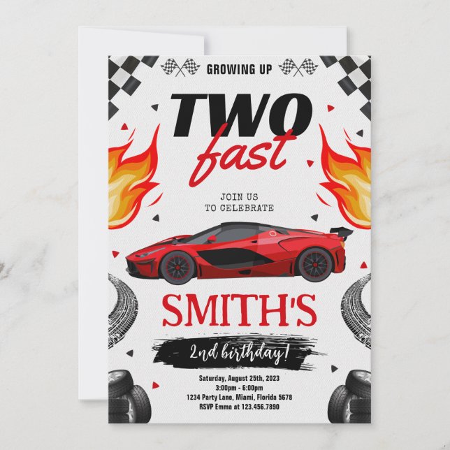 Invitation Grossissant Deux Voitures De Course Rapide Boy Ann (Devant)