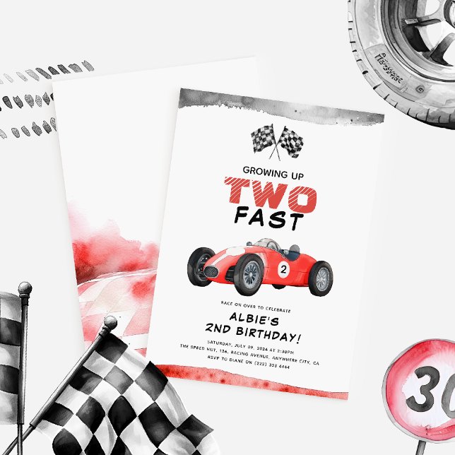 Invitation Grossissement de deux Fast Little Racer 2e anniver (Créateur téléchargé)