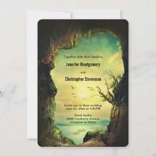 Invitation Grotte surplombant un Mariage Pittoresque de la me