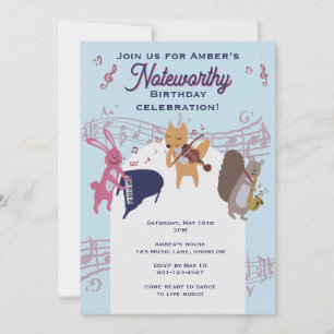 Invitation Groupe d'animaux mignons jouant des instruments pe