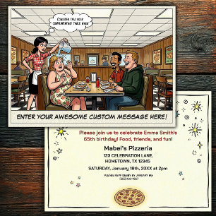 Invitation Groupe de célébration amusant de la pizzeria