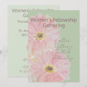 Invitation Groupe de femmes   Pink Gerber Daisy Flat