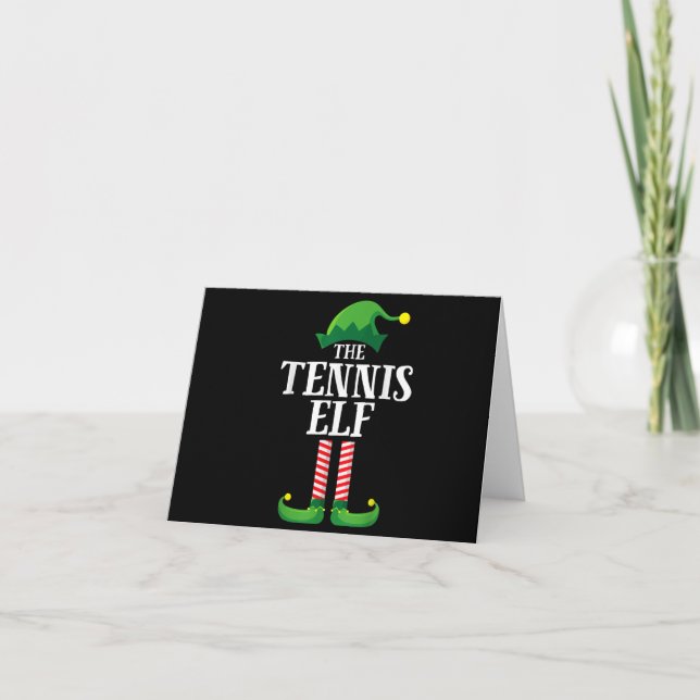 Invitation Groupe de Noël à thème Elfe de Tennis Famille appa (Devant)