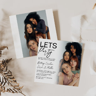 Invitation Groupe de photos recto-verso pour une fête d'anniv