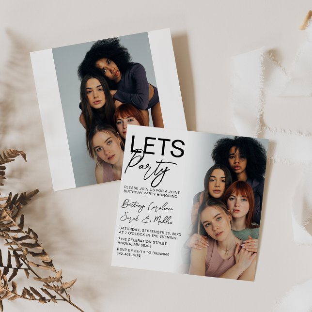 Invitation Groupe de photos recto-verso pour une fête d'anniv (Créateur téléchargé)