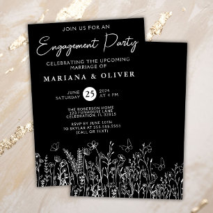 Invitation Groupe d'engagement des Fleurs sauvages noirs et b