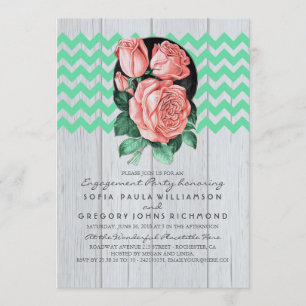 Invitation Groupe d'engagement rustique chic à la menthe et r