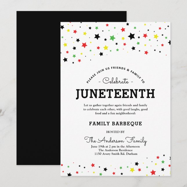 Invitation Groupe d'étoiles | Evénement Juneteenth BRYG Coule (Devant / Derrière)