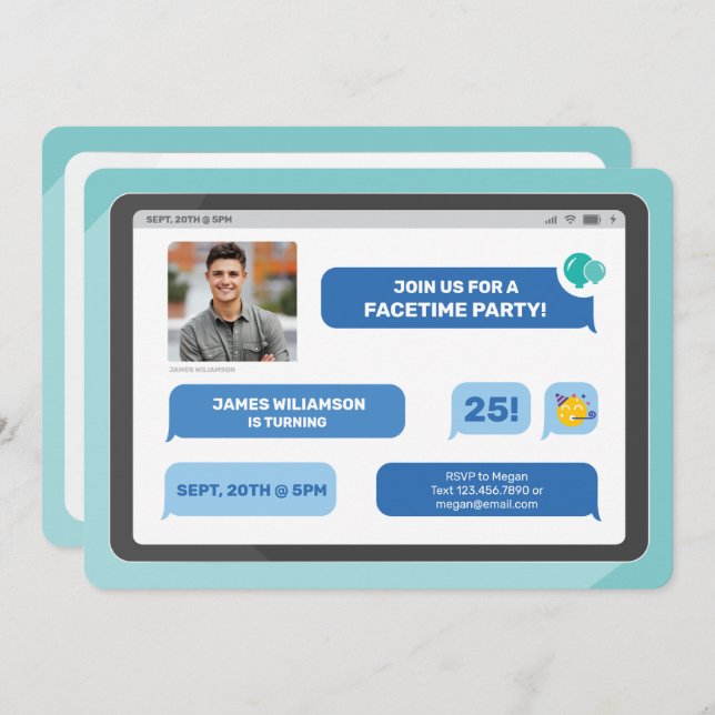 Invitation Groupe en ligne Conversation vidéo Tablet Texte Pa (Devant / Derrière)