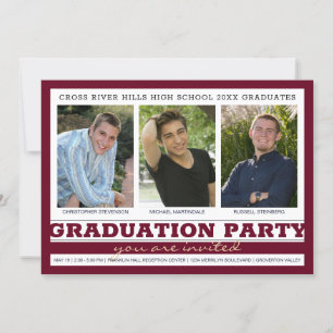 Invitation Groupe Graduation Party 3 Photo Bourgogne Maron