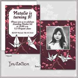 Invitation Grue à papier rose Origami Fleur de cerisier
