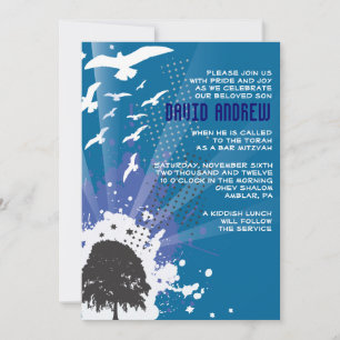 Invitation GRUNDGE TREE AVEC OISEAUX Bar Bat mitzvah Invitati
