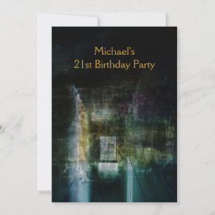Invitation Grunge Black & Gold Metal 21e Anniversaire Mans