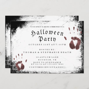 Invitation Grunge Bloody Hand Prints Halloween Party