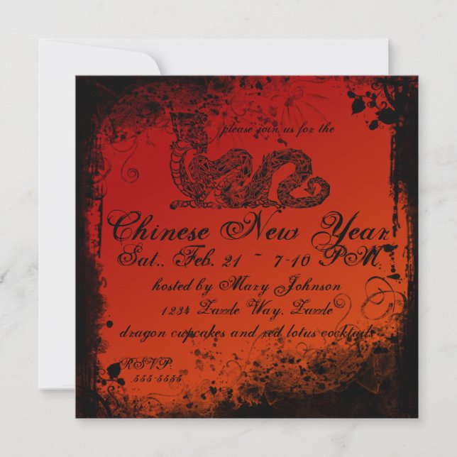 Invitation Grunge Chinese New Year Dragon (Devant)