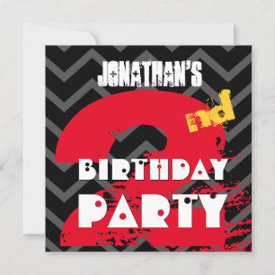 Invitation Grunge de fête du 2e anniversaire et Chevrons A02