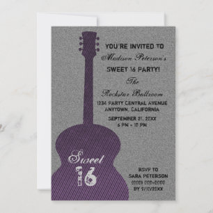 Invitation Grunge Guitar Stripes Sweet sixteen Invitation, Vi