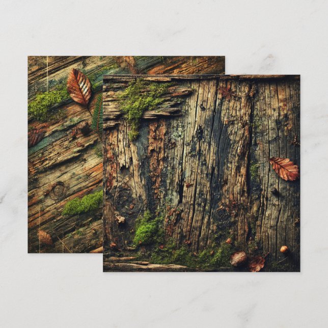 Invitation Grungy Autumnal Mossy Wood Scrapbook (Devant / Derrière)