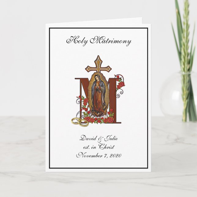 Invitation Guadalupe, Mariage floral catholique (Devant)