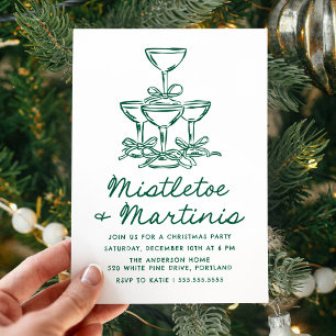 Invitation Gui de gui élégant et Noël vert martini