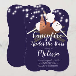 Invitation Guimauves de feu de camp étoiles camping fête en p