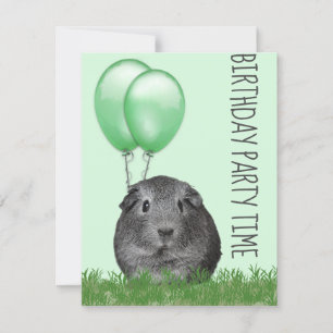 Invitation Guinée Cochon Girly Green Balloon personnalisé Ann