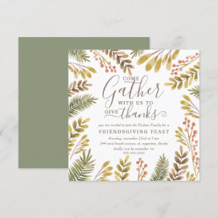 Invitation Guirlande d'aquarelle de verdure d'automne de