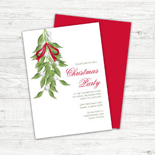 Invitation Guirlande de gui Soirée de Noël Élégante