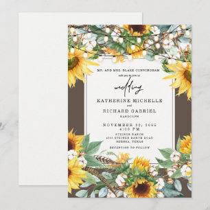 Invitation Guirlande de lumières avec tournesols rustiques po