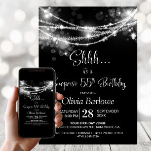 Invitation Guirlande de lumières blanches Anniversaire surpri