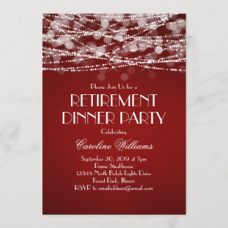 Invitation Guirlande de lumières blanches sur retraite rouge
